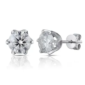 14k White Gold Moissanite Stud Earrings 2ctw