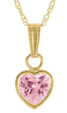 14K Y Gold 15 Pink CZ Heart Pendant