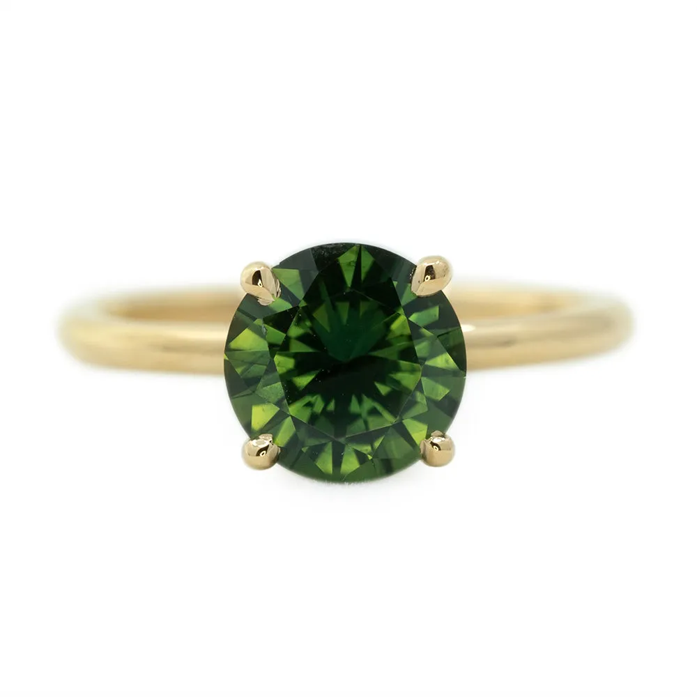 2.02ct Round Green Sapphire Solitaire In 14k Yellow Gold