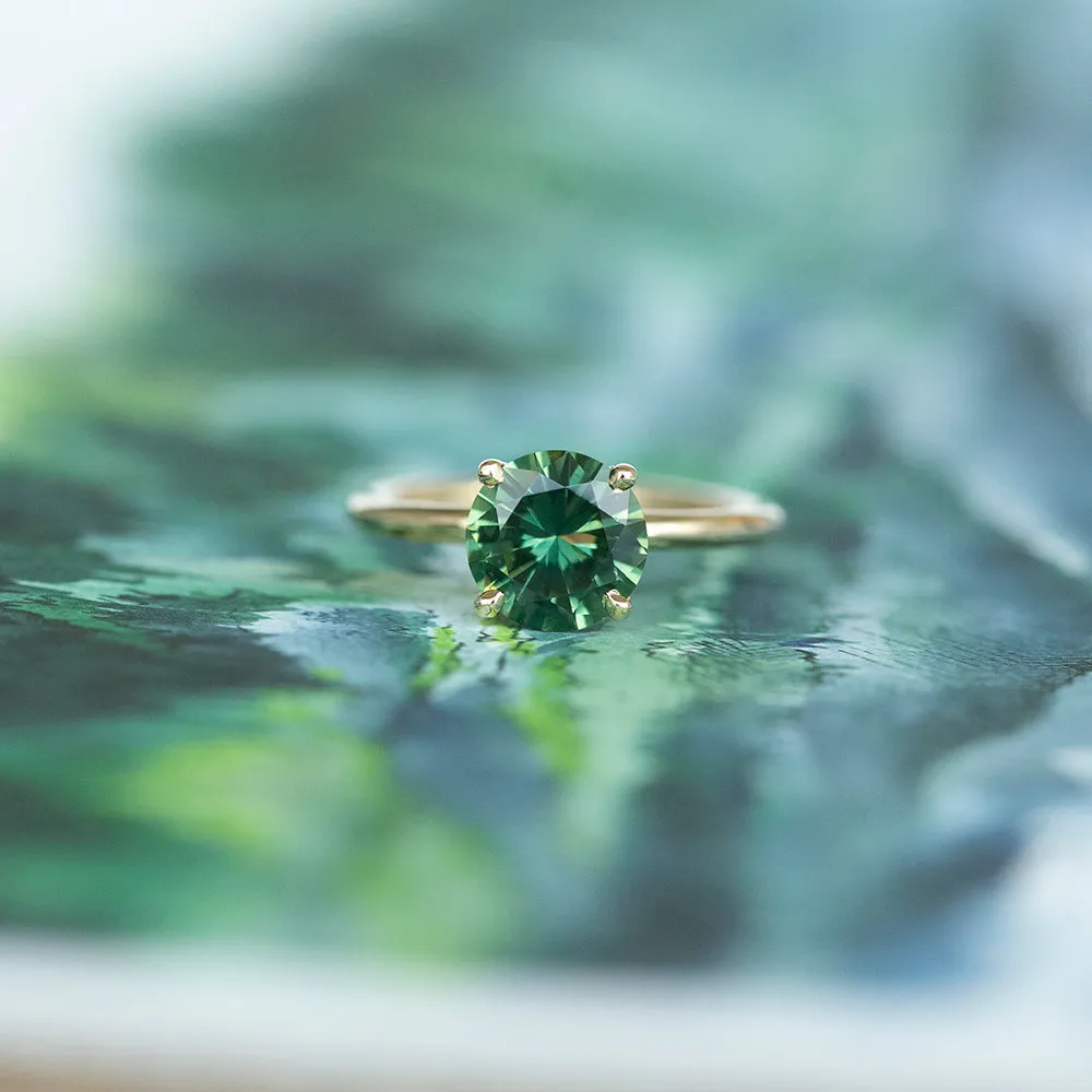 2.02ct Round Green Sapphire Solitaire In 14k Yellow Gold