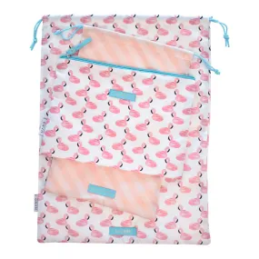 3 Piece Travel Bag Set Flamingo