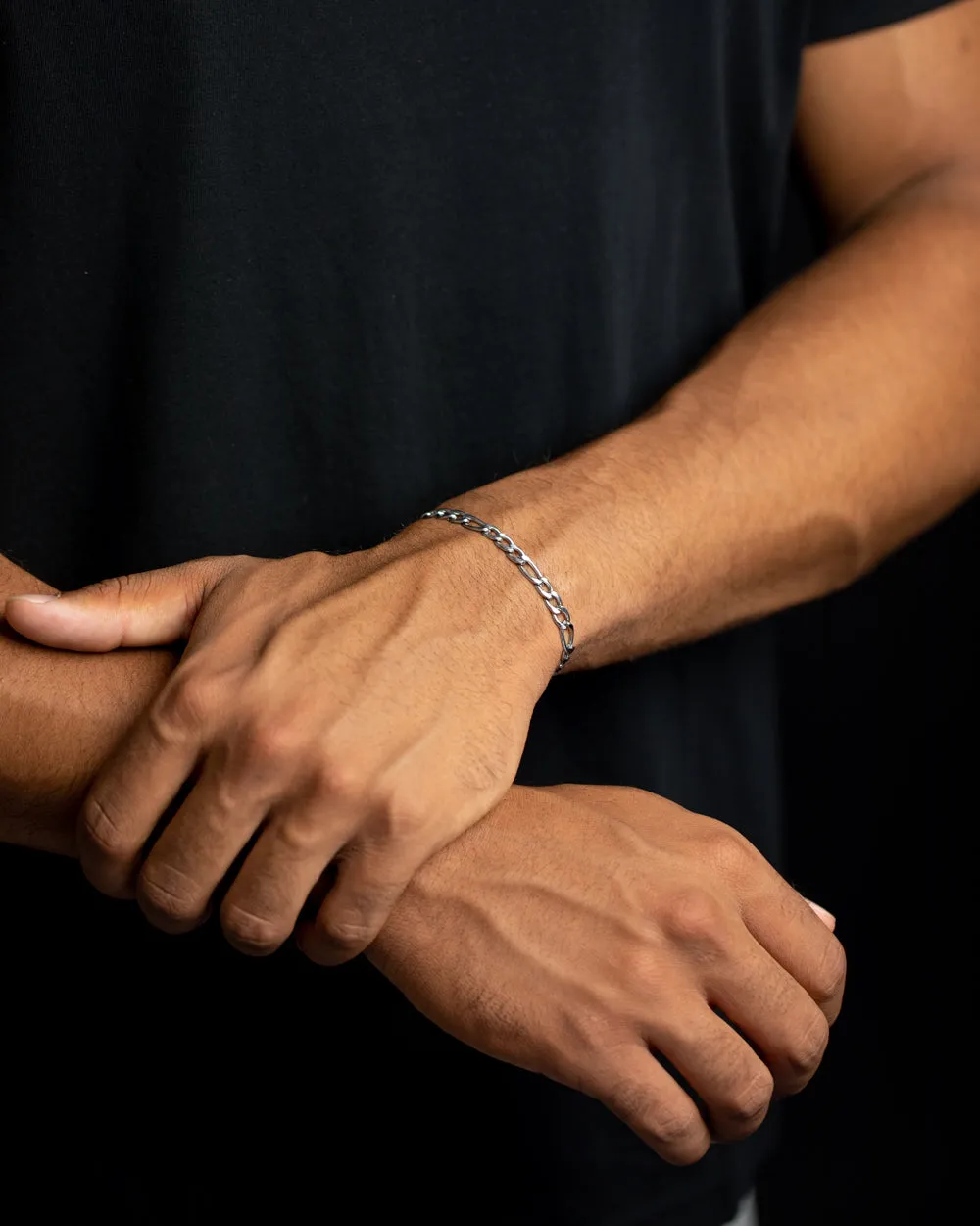 5mm figaro stainless steel chain with silver finish