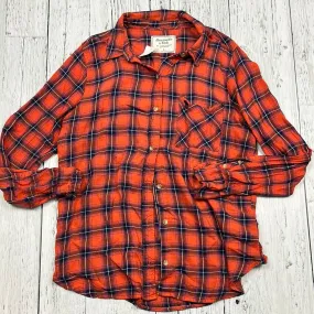 Abercrombie orange plaid button up - Hers L