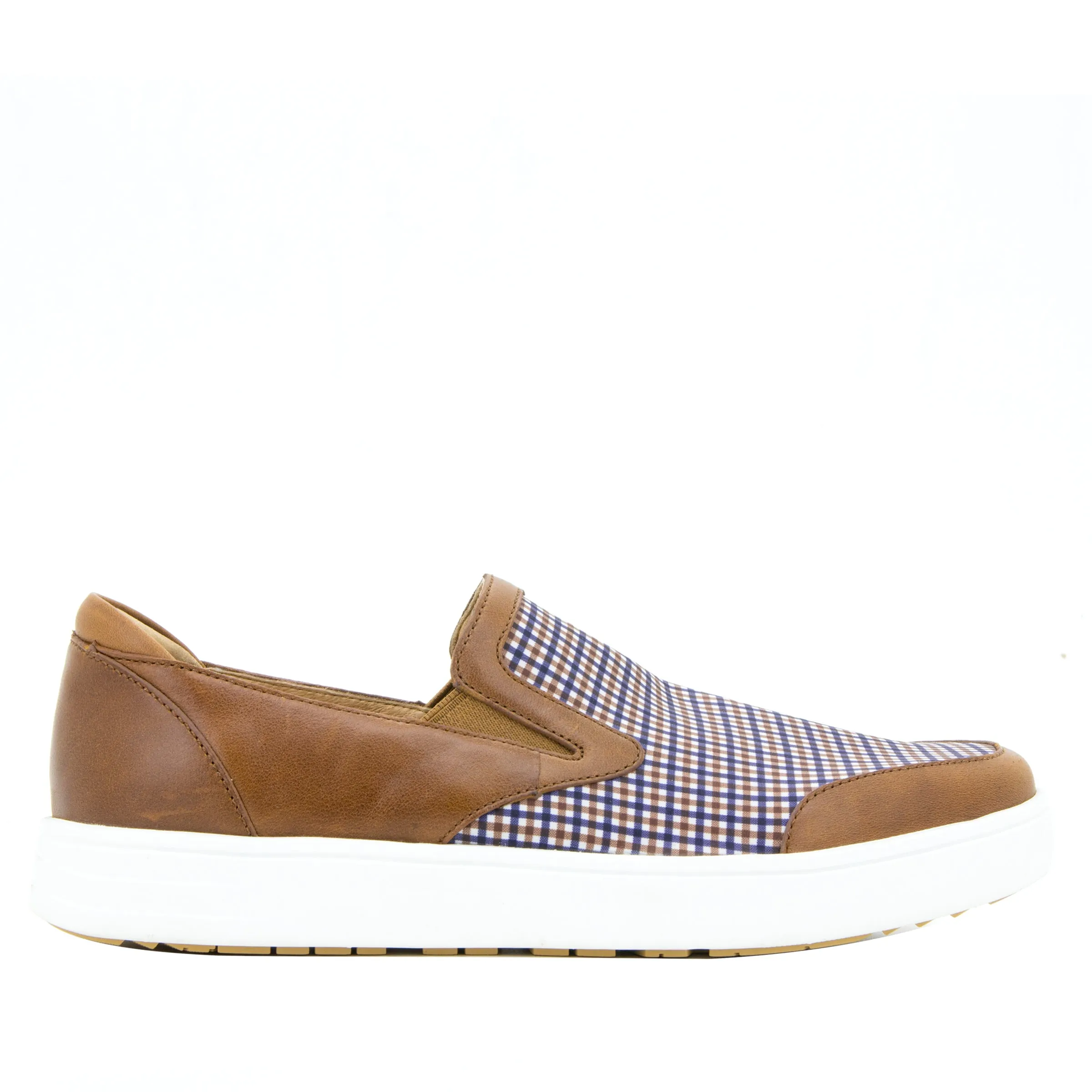 Alegria Men's Bender Tan Plaid Shoe