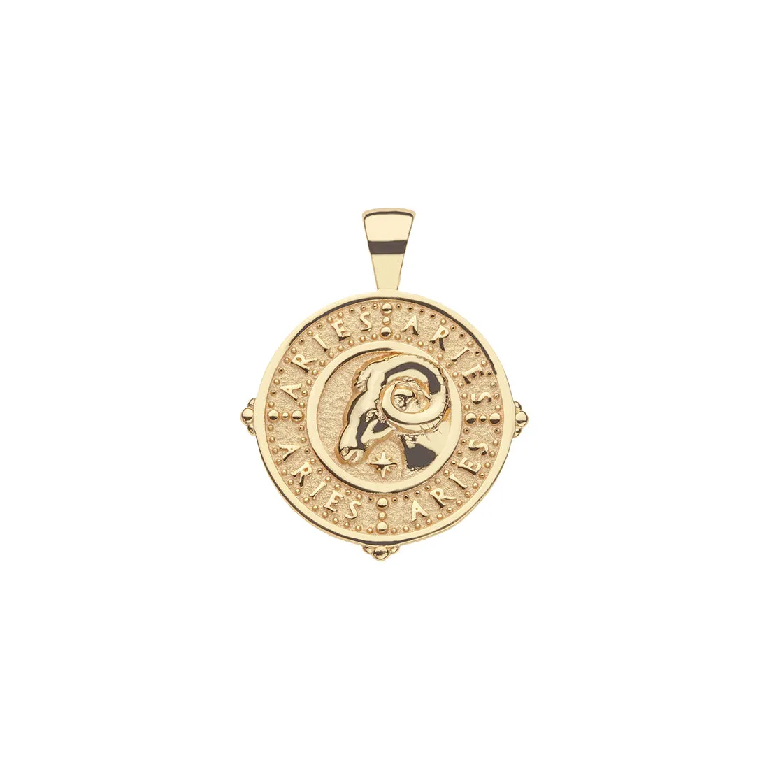 ARIES JW Small Zodiac Pendant Coin - Mar 21 - Apr 19