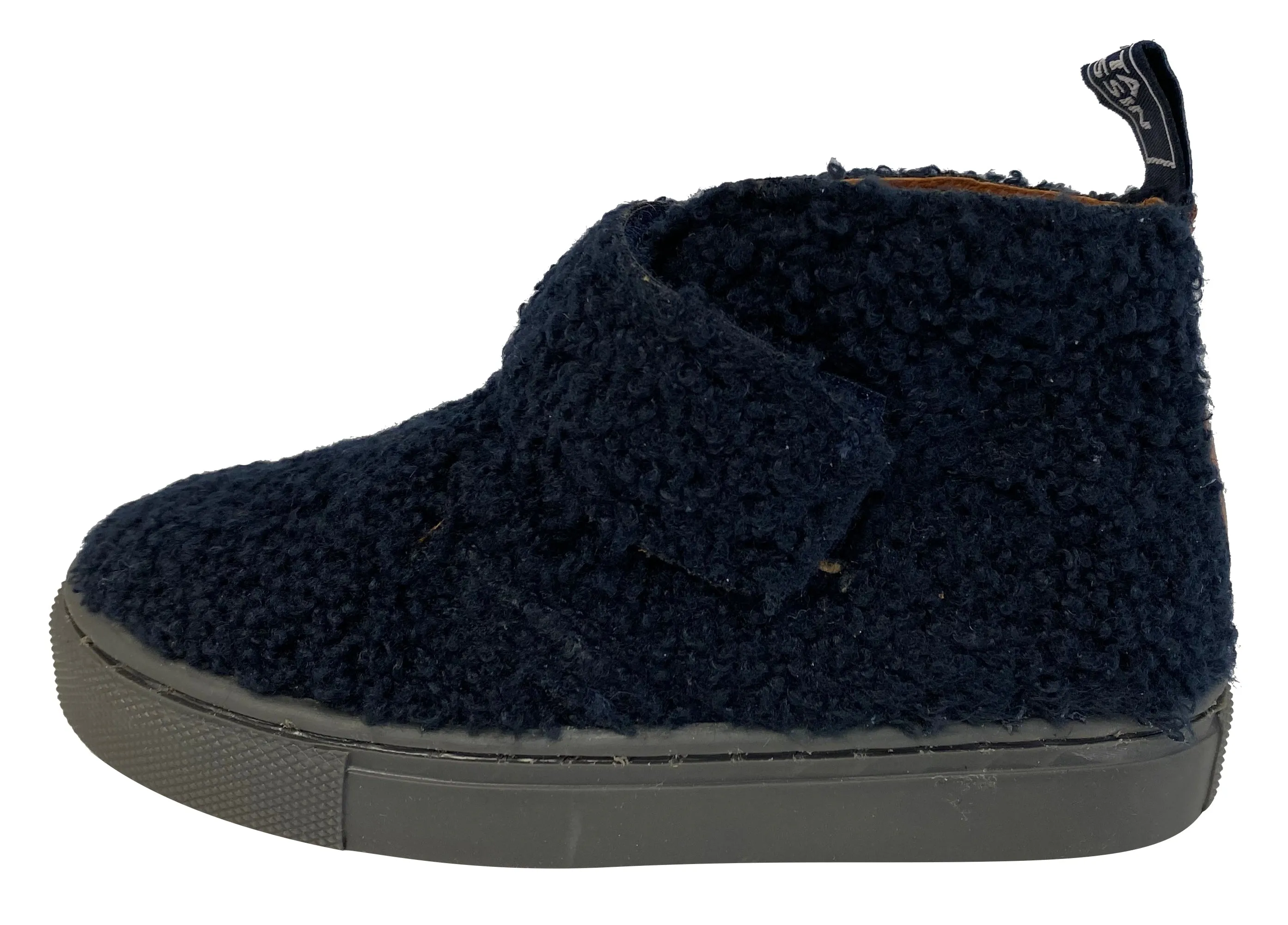 Atlanta Mocassin Boy's & Girl's Fuzzy Bootie, Navy