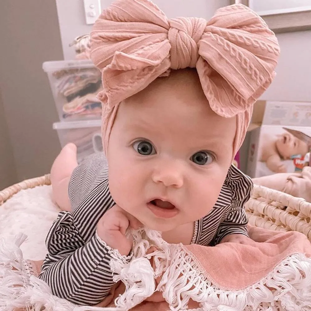 Baby Top Knot Double Bow Headband Fuchsia