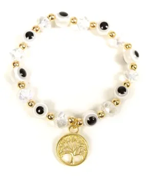 Bracelet - Evil Eye Tree Of Life - White