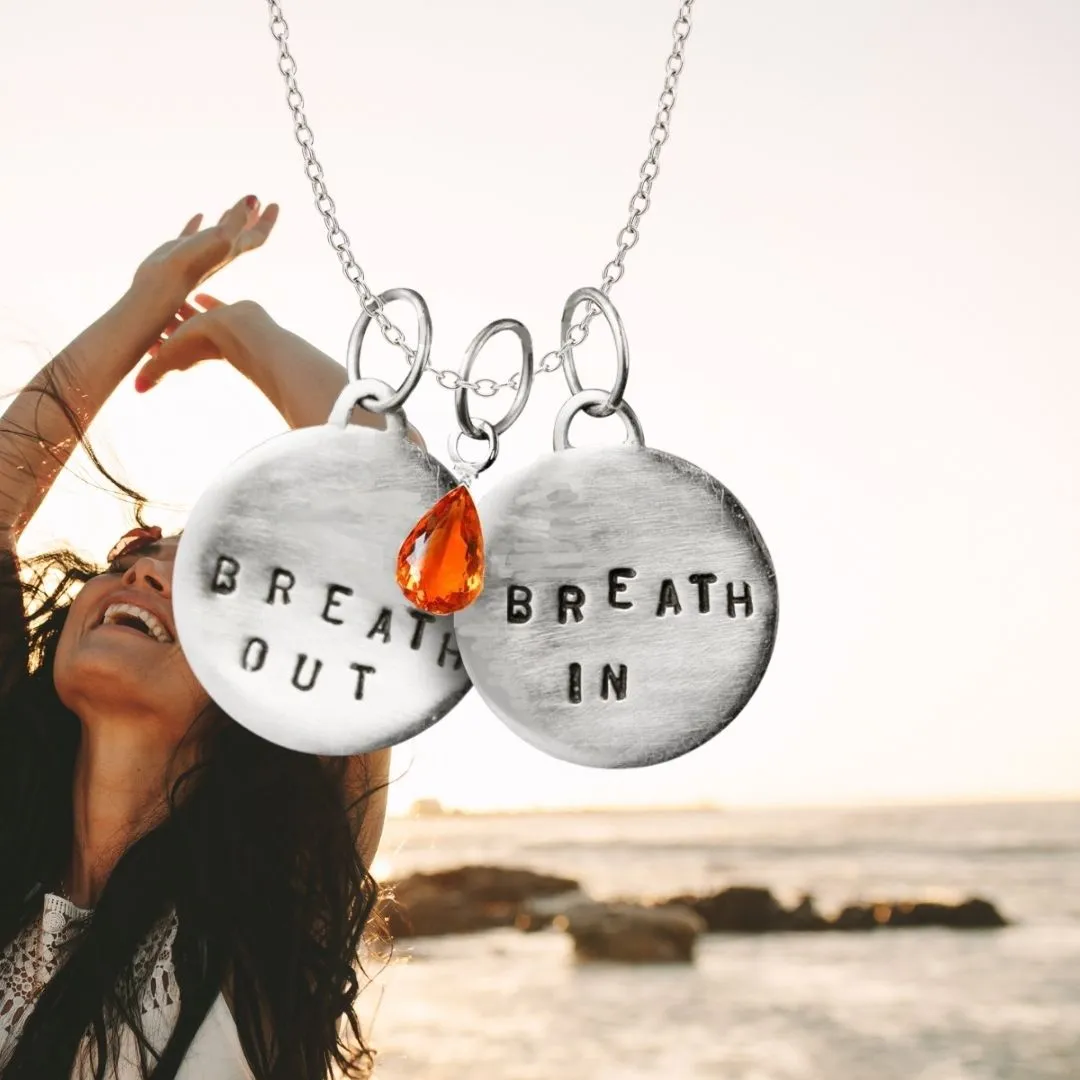 Breath In - Breath Out Necklace with Orange Carnelian for Self-Esteem