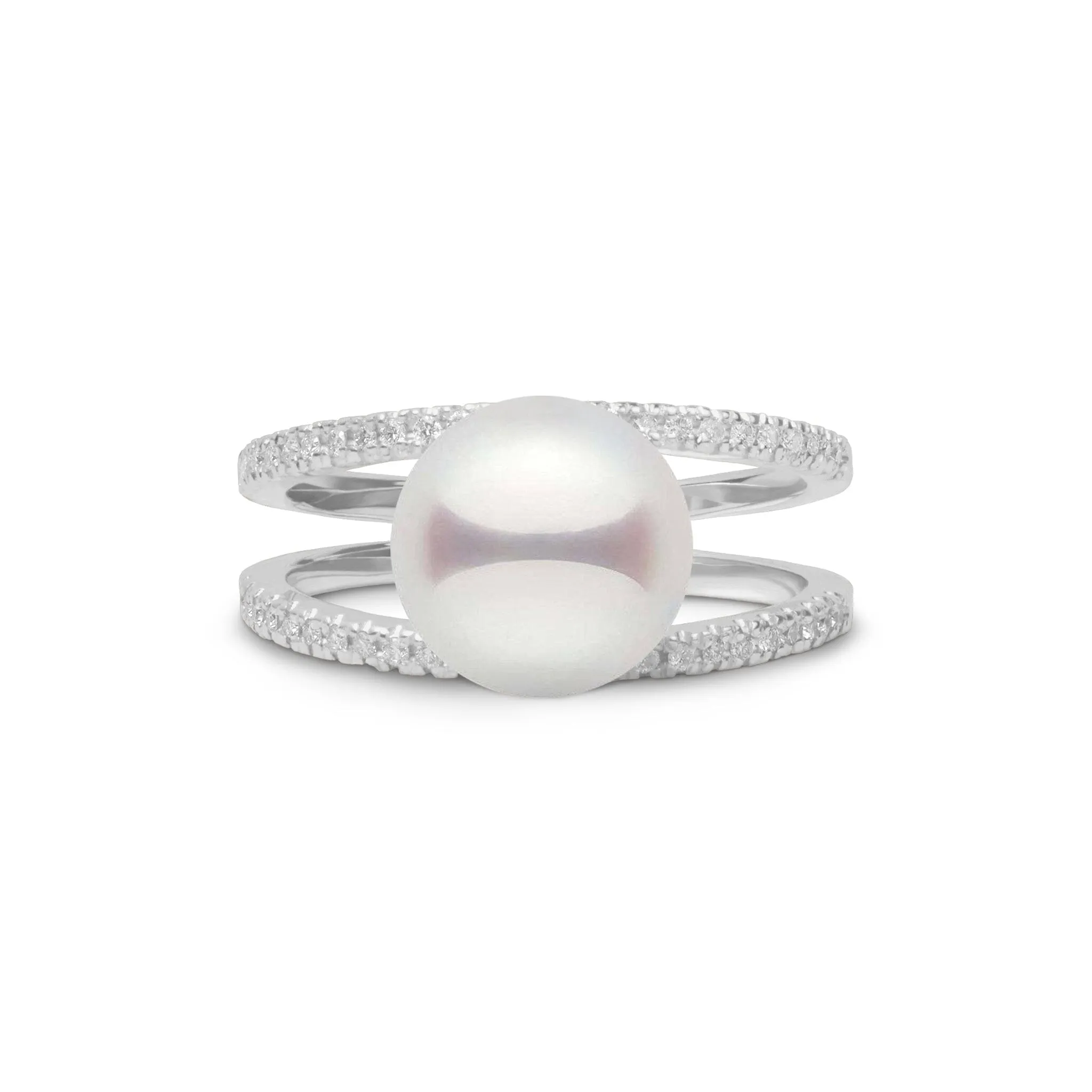 Bridge Collection 8.5-9.0 mm Akoya Pearl and Diamond Ring