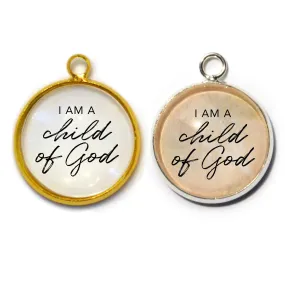 Child of God John 1:12-13 Scripture Charm for Jewelry Making, 16 or 20mm, Silver, Gold