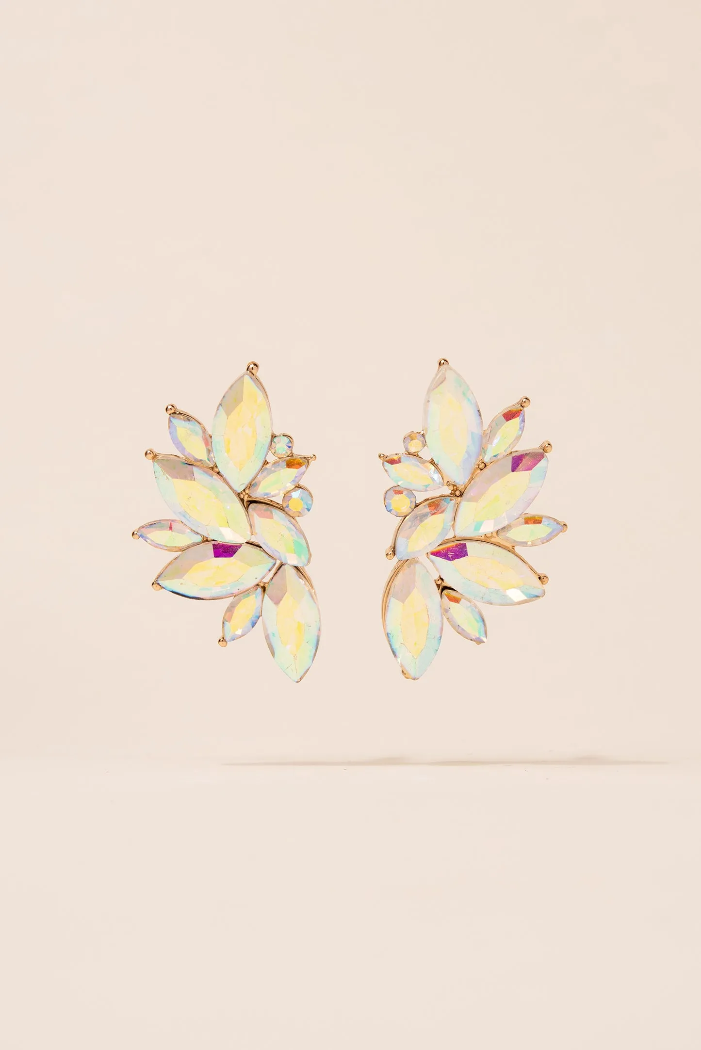 Crescent Rhinestone Cluster Earrings