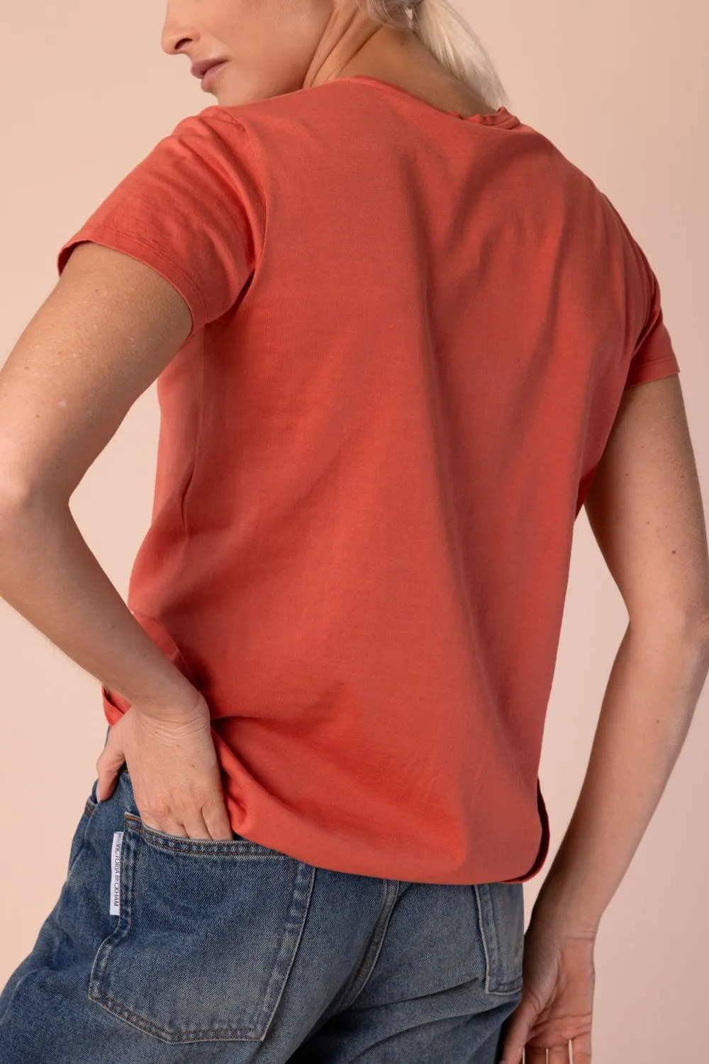 Crew Neck Tee - Coral