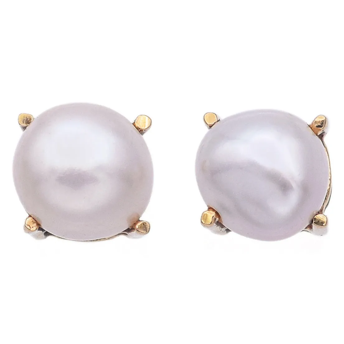 Estate 14K Yellow Gold Pearl Stud Earrings 6.7-7.3 mm