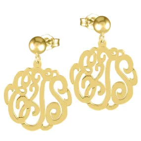 Gold Cutout Monogram Earrings