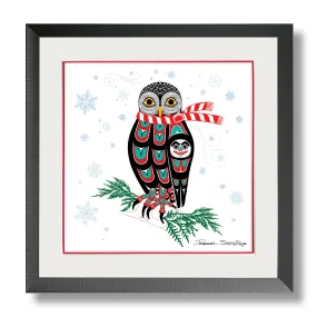 Holiday Owl - Holiday Giclée - Framed Art Print