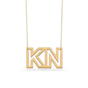 Jumbo Cutout Block Initials Necklace