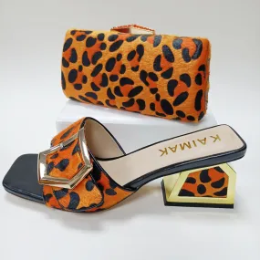 Leopard print ladies slippers set