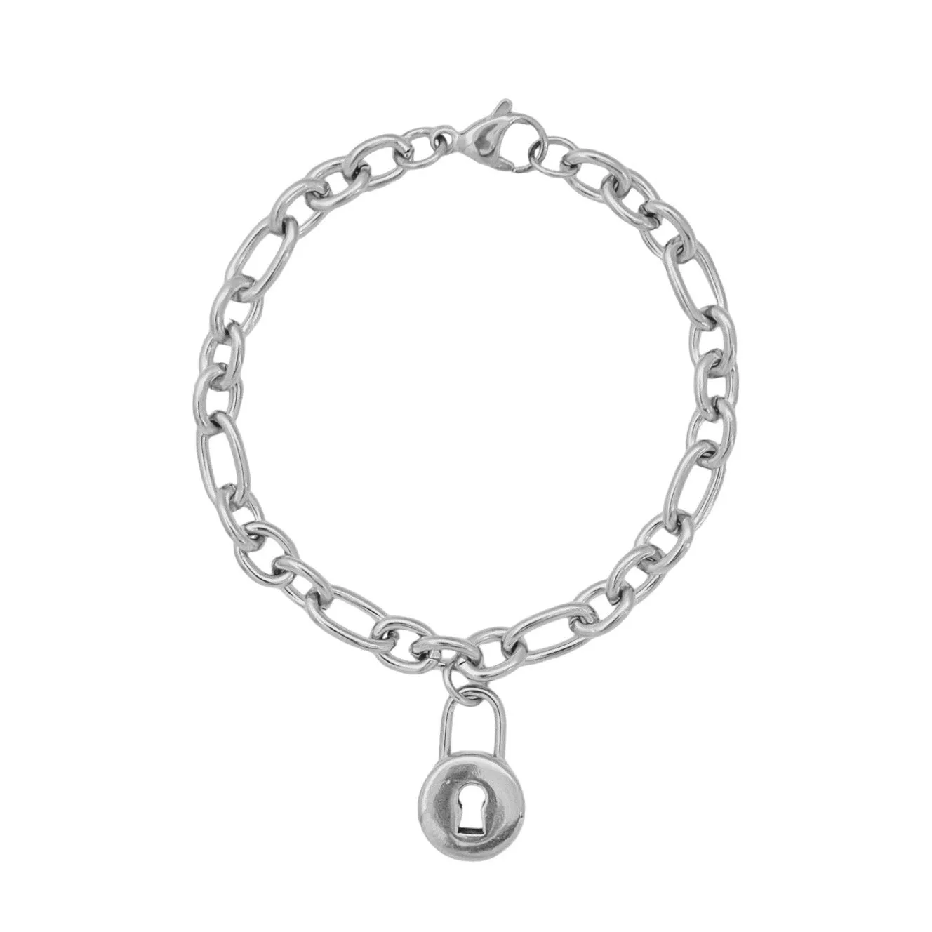 Lock Oval Cable Chain Bracelet