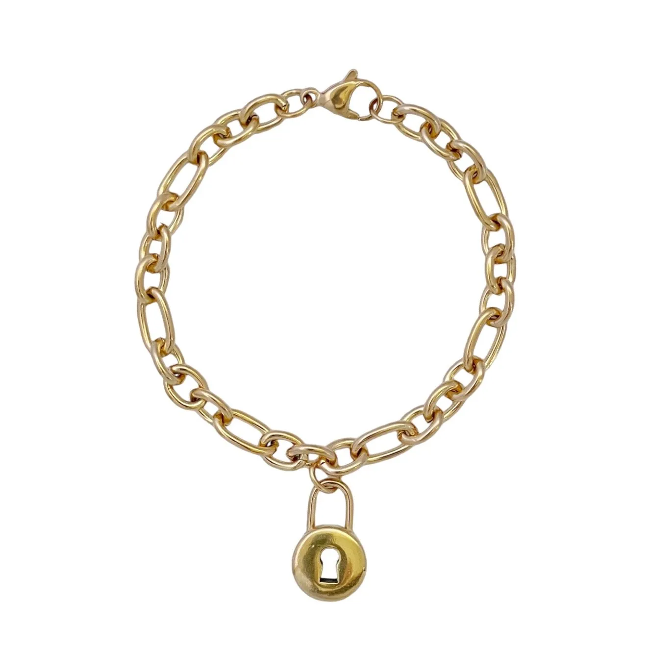 Lock Oval Cable Chain Bracelet