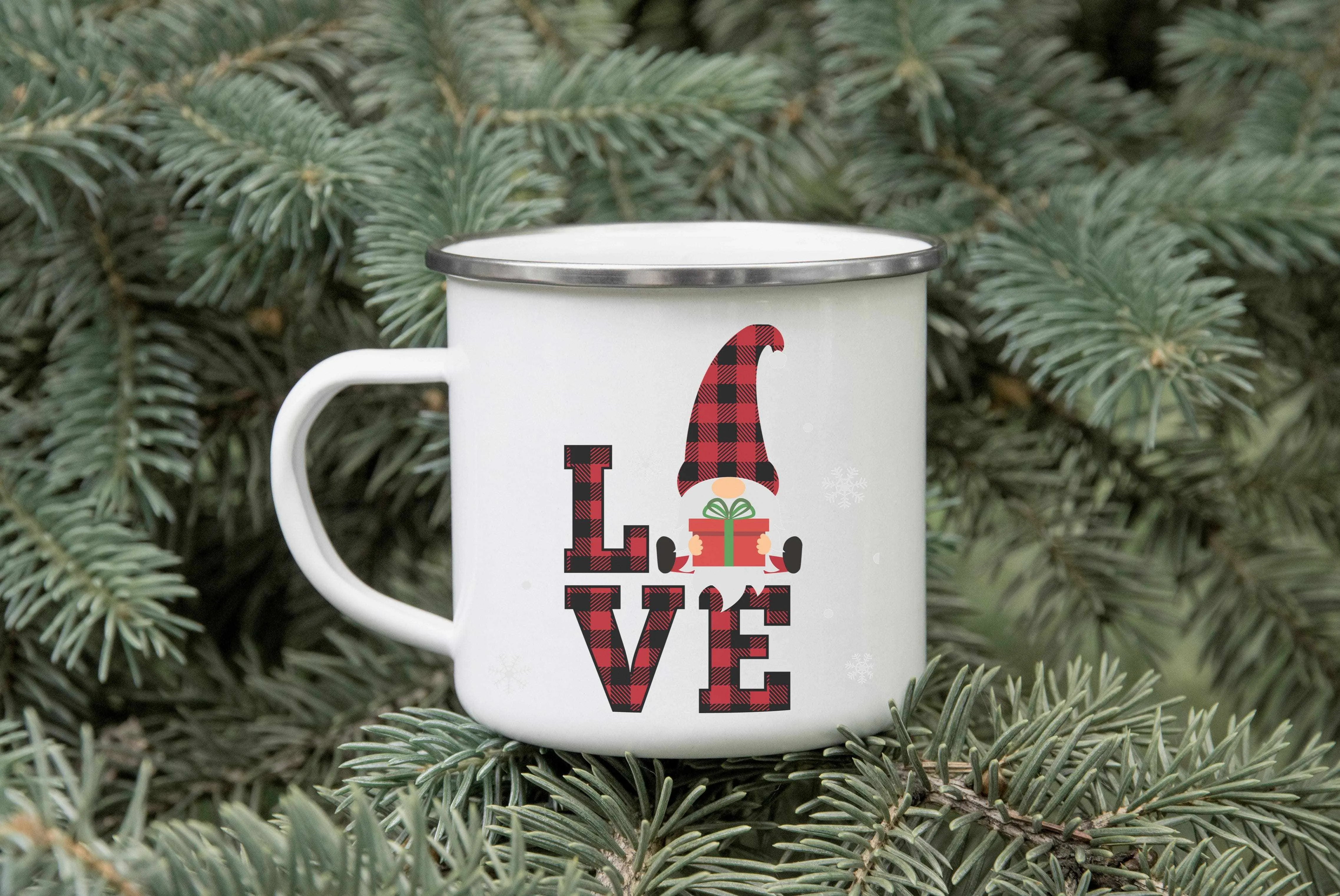 Love Gnome Christmas Enamel Mug