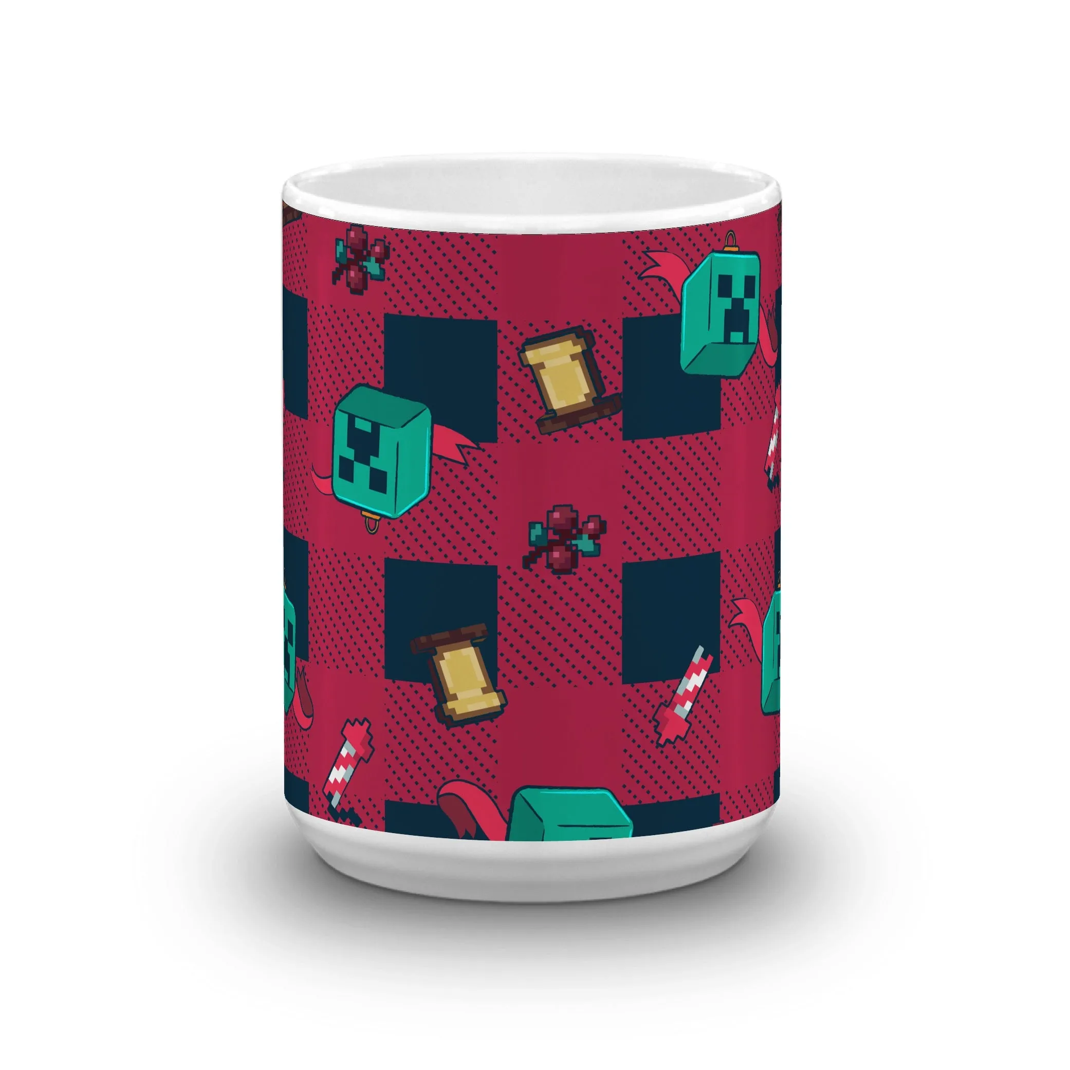 Minecraft Creeper Plaid White Mug