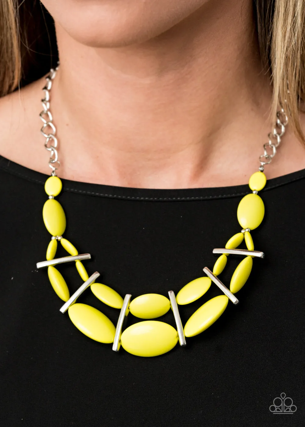 Paparazzi Accessories - Law of the Jungle #N401  Peg - Yellow Necklace