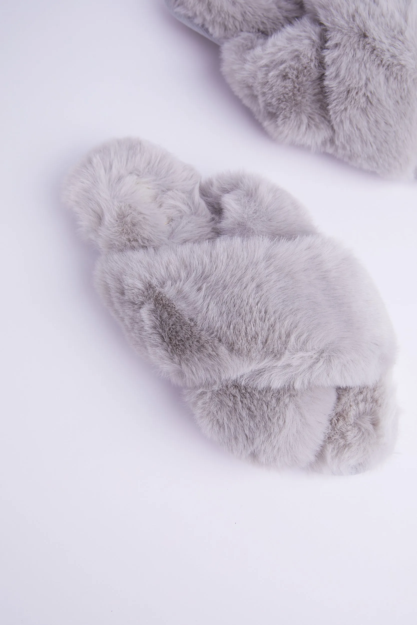 Personalised Luxury Fluffy Slippers - Grey