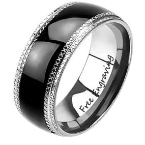 Personalized Engraved Men's Wedding Ring Stainless Steel X-Band Wedding Ring