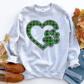 Plaid Heart Paw Sweatshirt