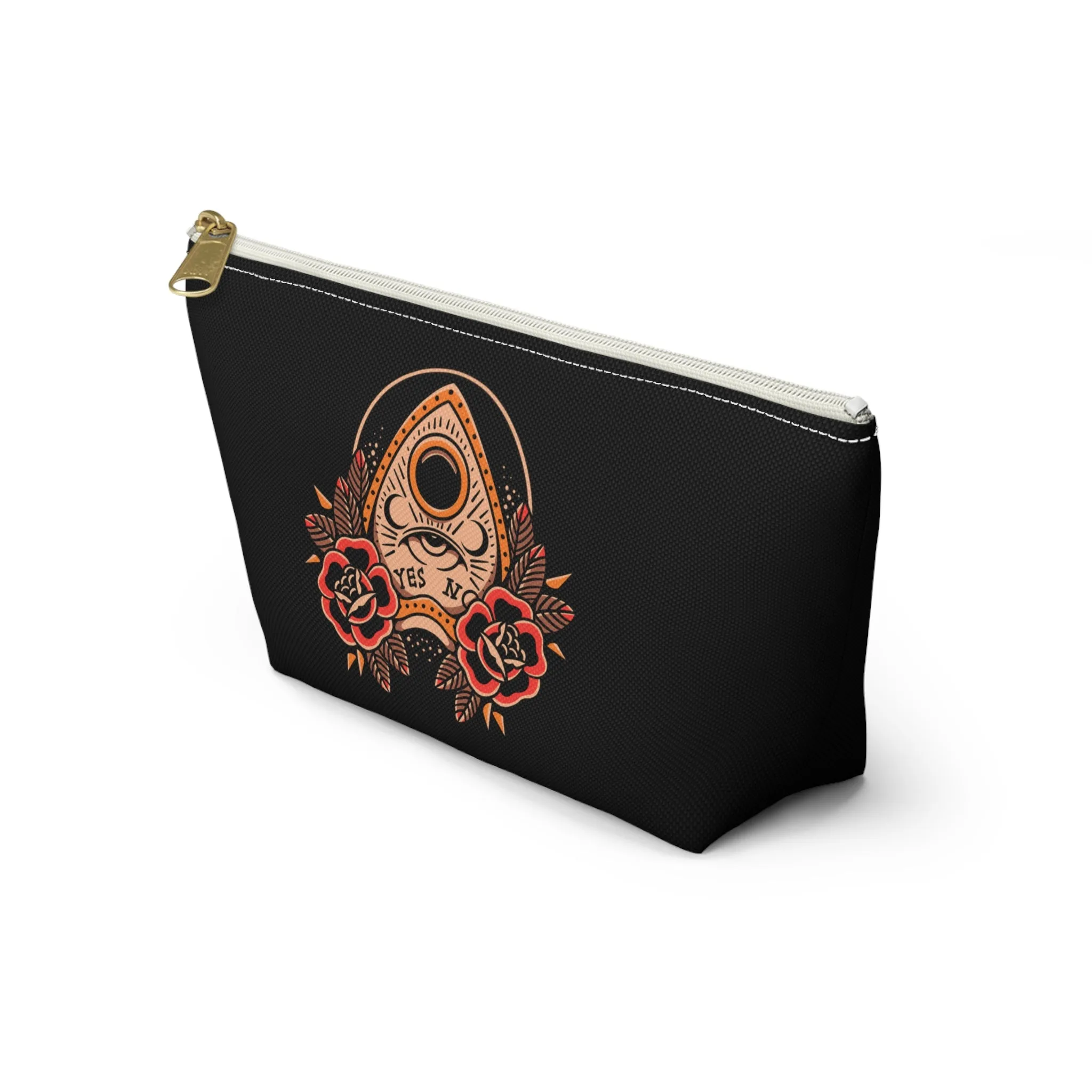 Planchette Accessory Pouch with T-bottom / Black Makeup Bag Vintage Traditional Tattoo / Punk Rock Bag