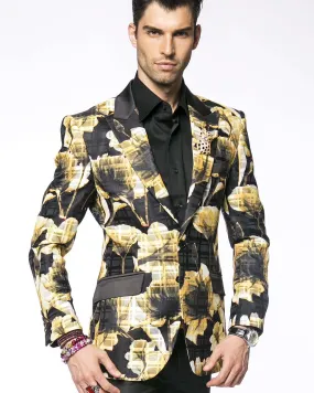 Prom Blazer B. Flower Yellow -38R-  Prom - Tuxedo - Wedding