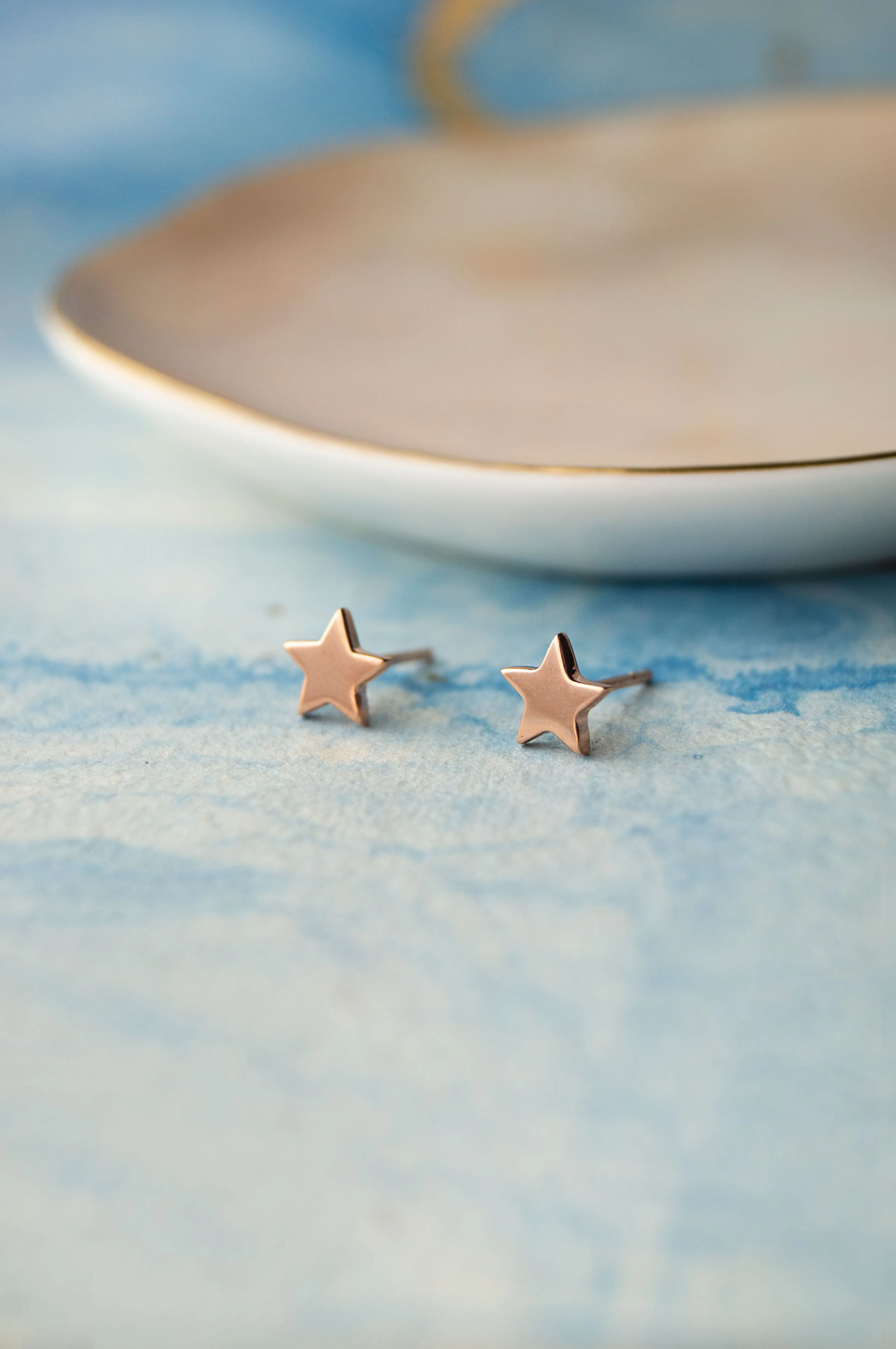 Shining Star Gold Plated Sterling Silver Stud Earrings