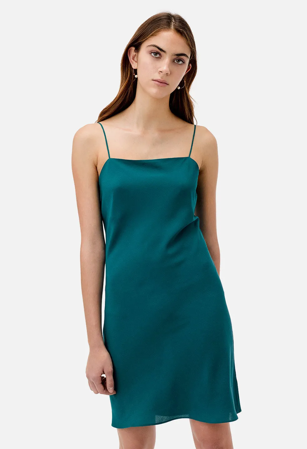 Sienna Silk Slip Dress / Teal