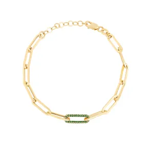 Single Gemstone Link 4.2mm Paper Clip Bracelet