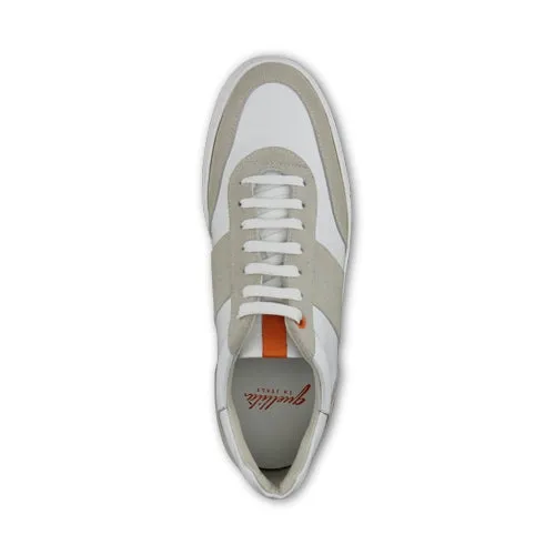 Sneakers bianche con riporto ghiaccio e arancio