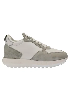 Sneakers uomo in pelle e tessuto of white con fondo alto in gomma