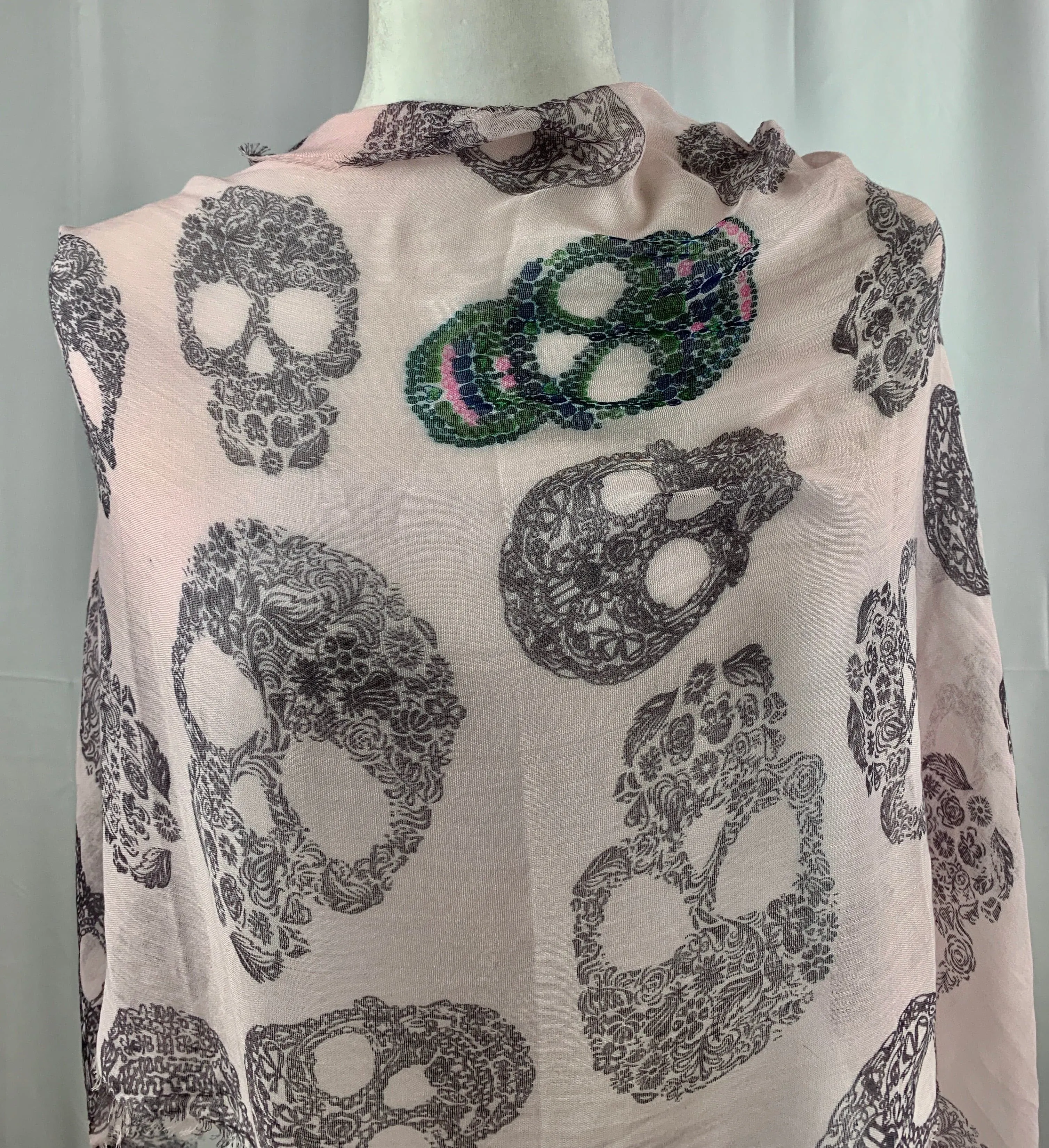 Soft Pink Sugar Skull Neck Scarf