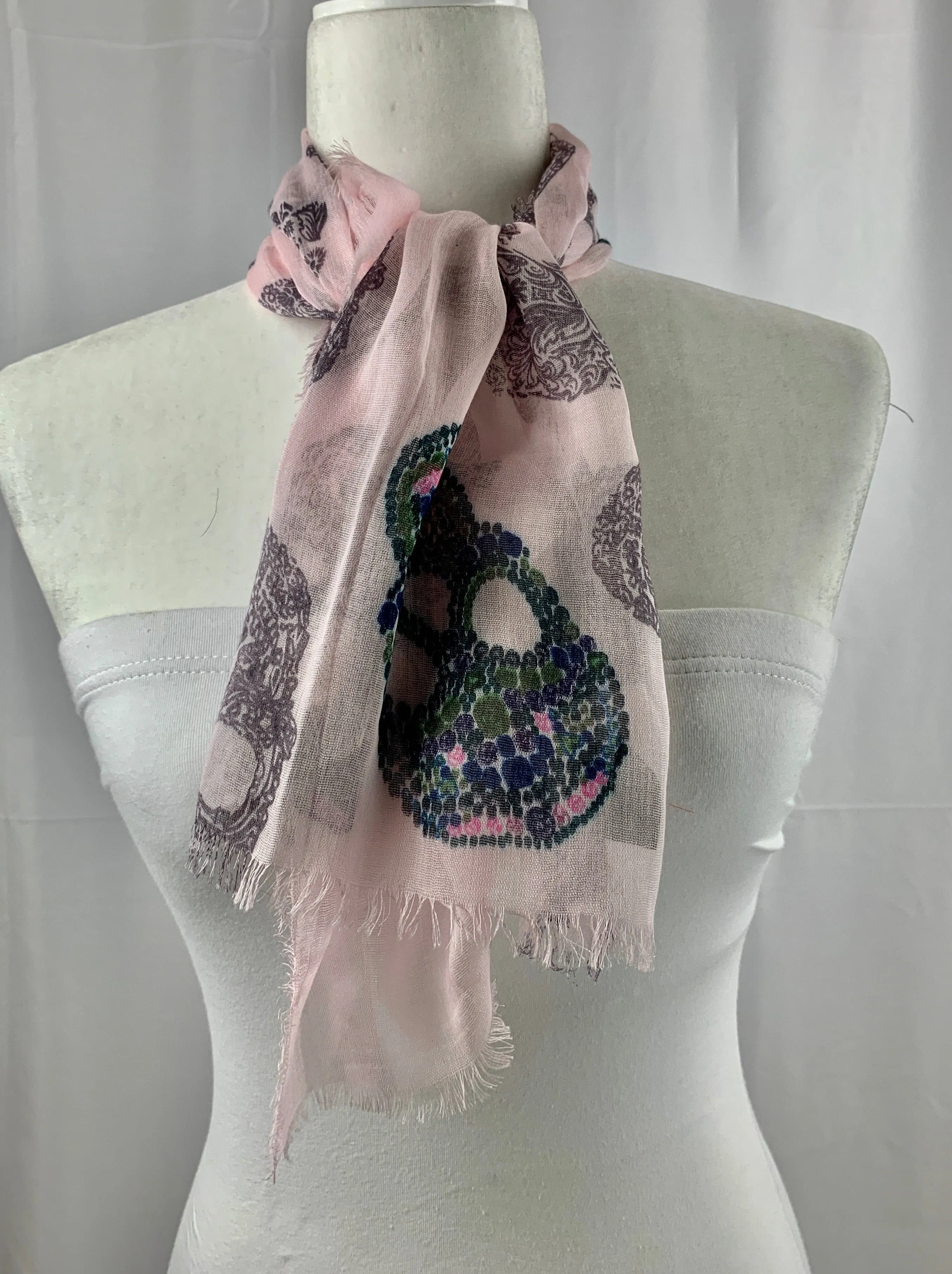 Soft Pink Sugar Skull Neck Scarf