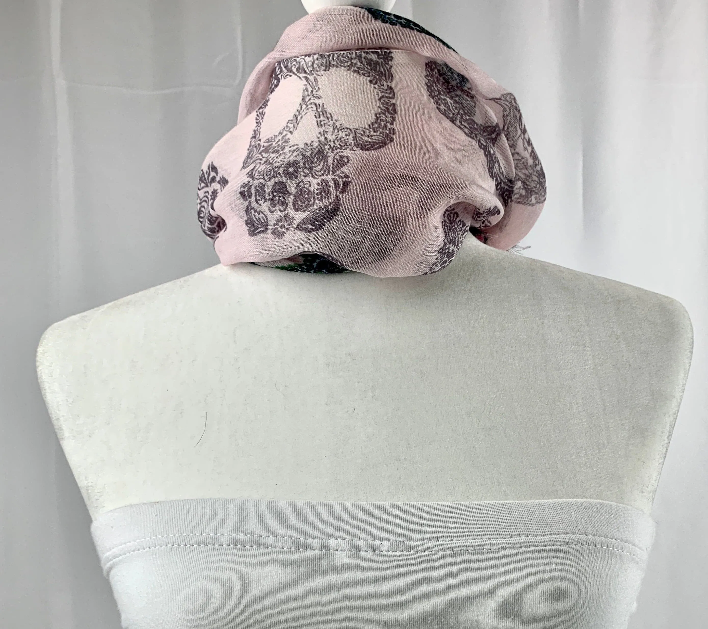 Soft Pink Sugar Skull Neck Scarf