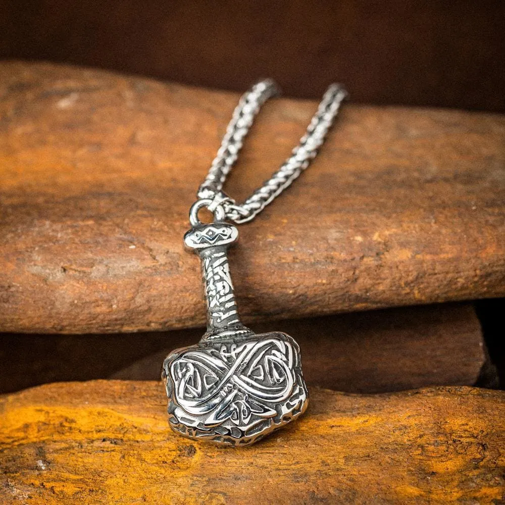 Stainless Steel Chunky Mjolnir Necklace