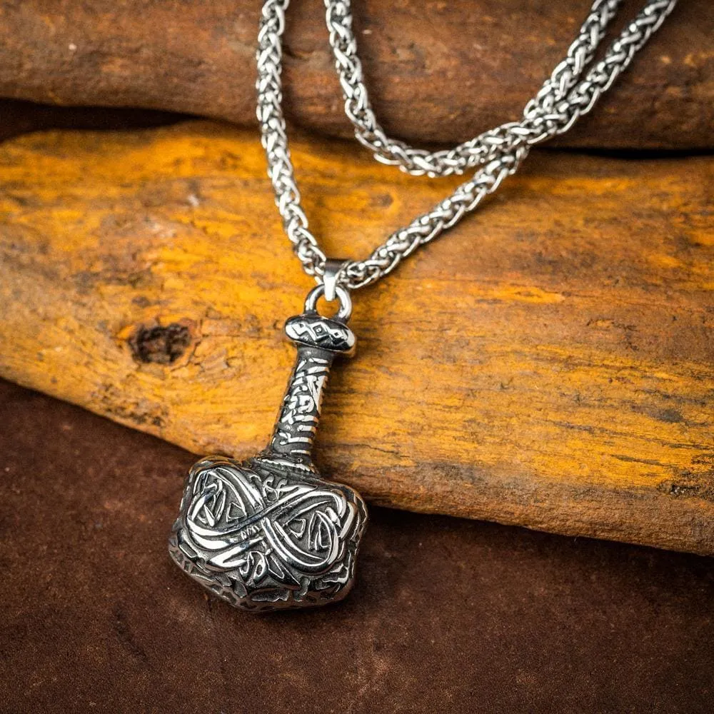 Stainless Steel Chunky Mjolnir Necklace