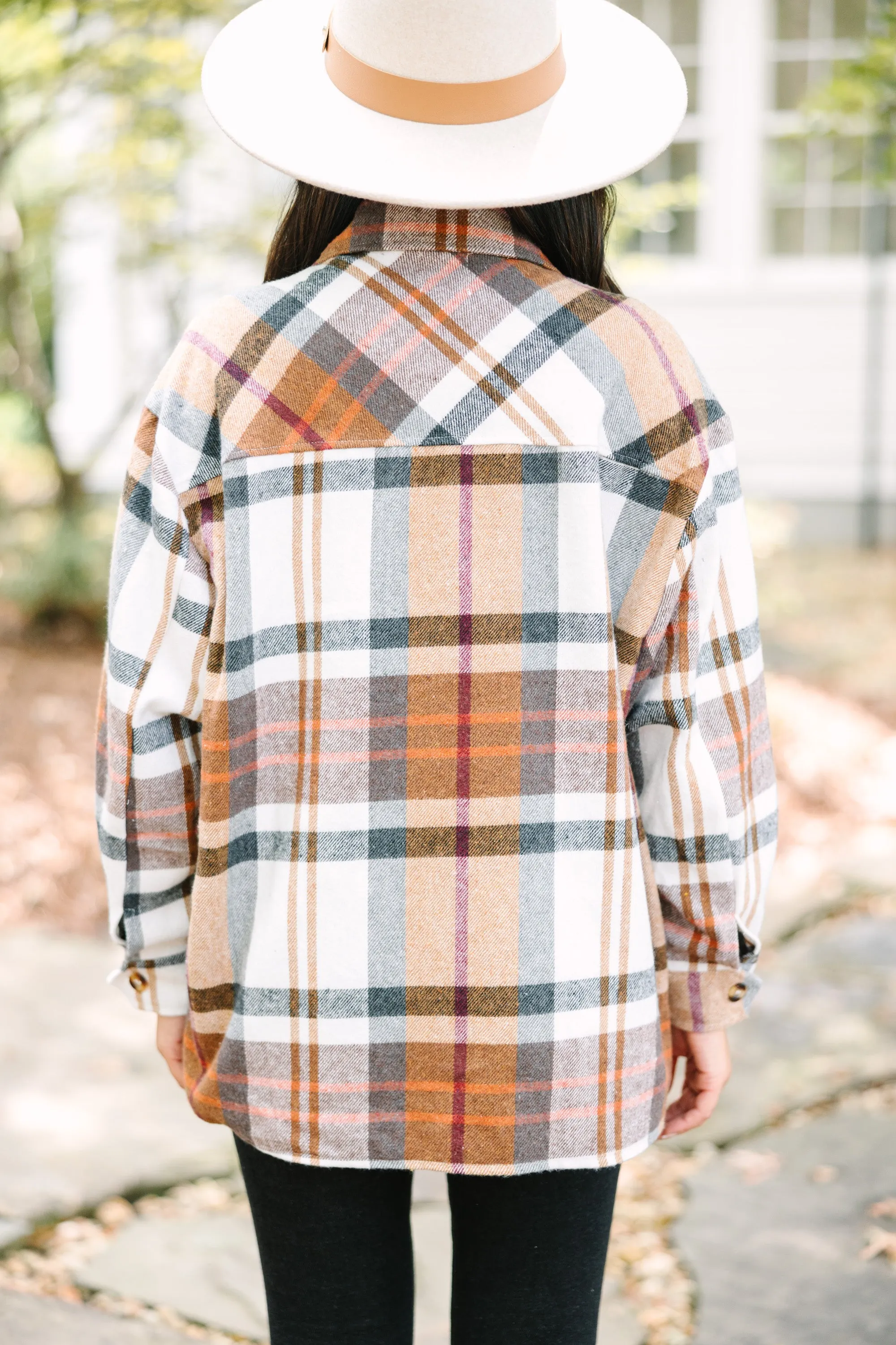 Stay In The Lead Taupe Brown Plaid Shacket