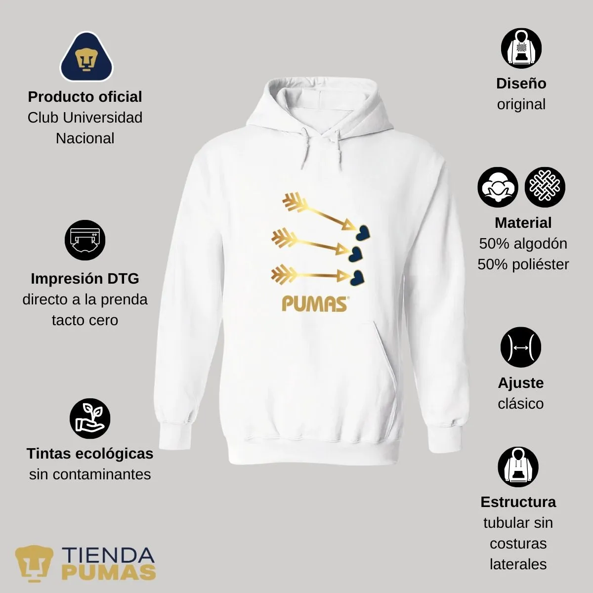 Sudadera para Hombre Hoodie Pumas UNAM Cupido