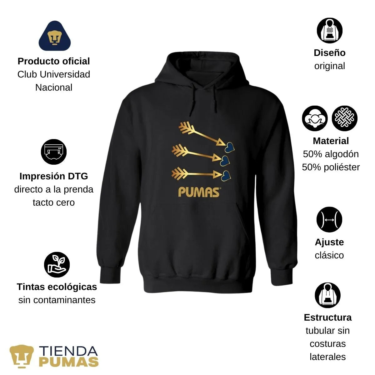 Sudadera para Hombre Hoodie Pumas UNAM Cupido