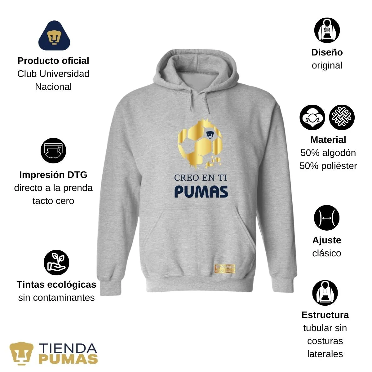 Sudadera para Hombre Hoodie Pumas UNAM Ed Limitada 2 Creo en ti