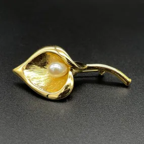 【USA輸入】 ヴィンテージ NAPIER カラーリリー パール ブローチ/Vintage NAPIER Calla Lily Pearl Brooch