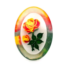 【USA輸入】 ヴィンテージ インタリオ ルーサイト ローズ ブローチ/Vintage Lucite Reverse Carved Rose Brooch