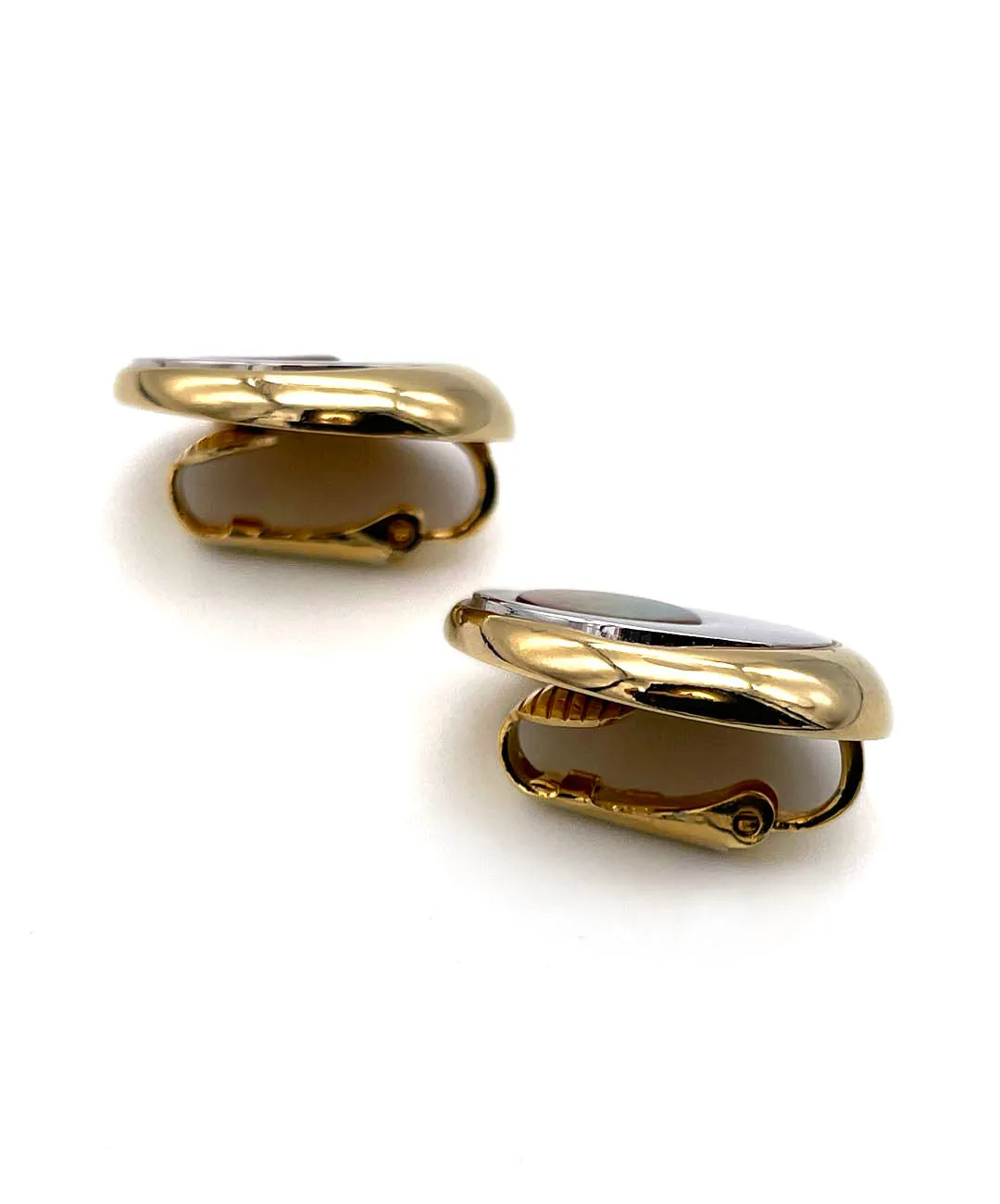 【USA輸入】ヴィンテージ BERGERE コンビメタル イヤリング/Vintage BERGERE Combination Metal Clip On Earrings