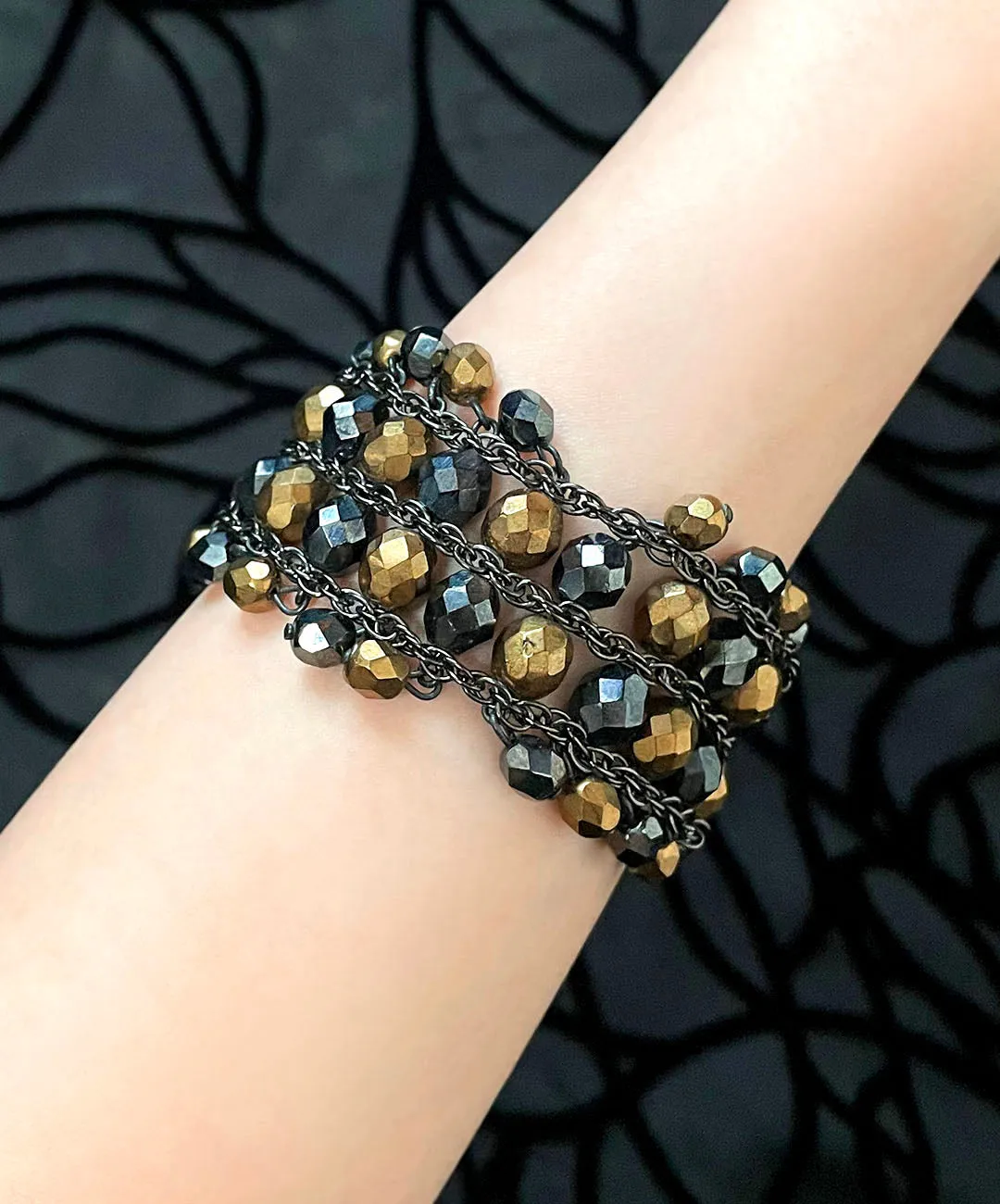 【USA輸入】ヴィンテージ K.J.L ブロンズ ヘマタイト ビーズ ブレスレット/Vintage Bronze Hematite Beads Bracelet